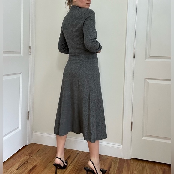 Wool Blend Mid Length Long Sleeve Swing Hem Dress - Picture 5 of 9